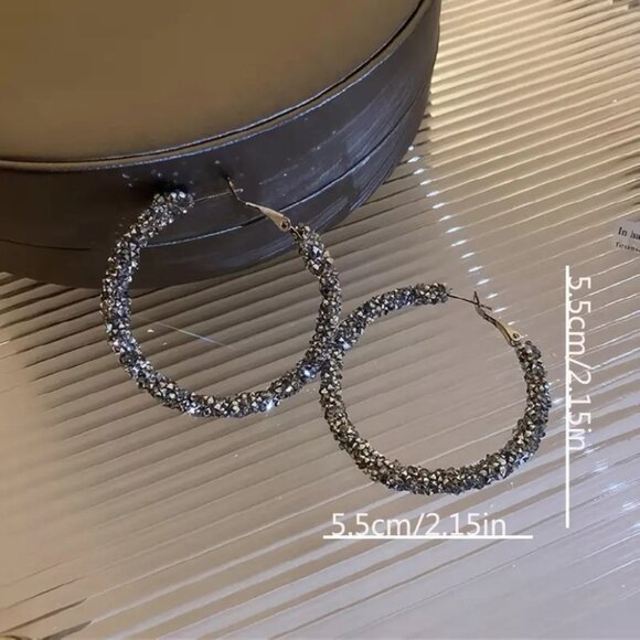 Crystal Rhinestone Hoop‎ Earrings - Picture 4 of 4
